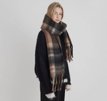 brown oversized plaid scarf