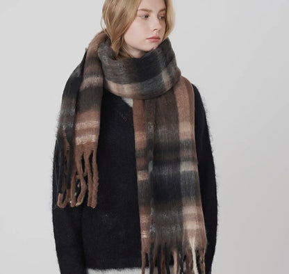 brown oversized plaid scarf