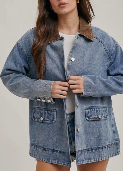 Barn jacket with corduroy collar 