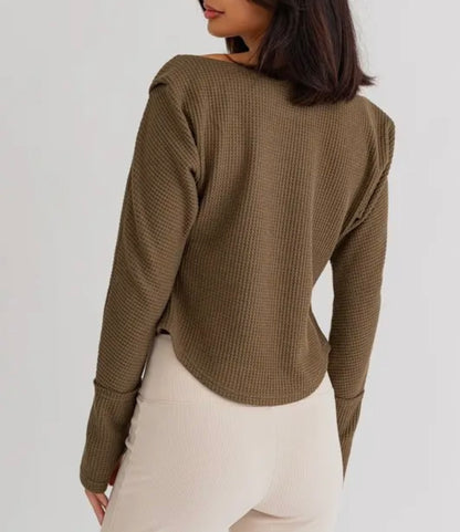 olive off the shoulder thermal