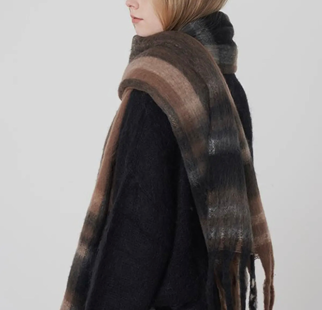 brown oversized plaid scarf