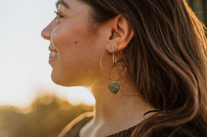 Turquoise Stone Hoops