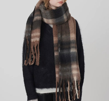 brown oversized plaid scarf