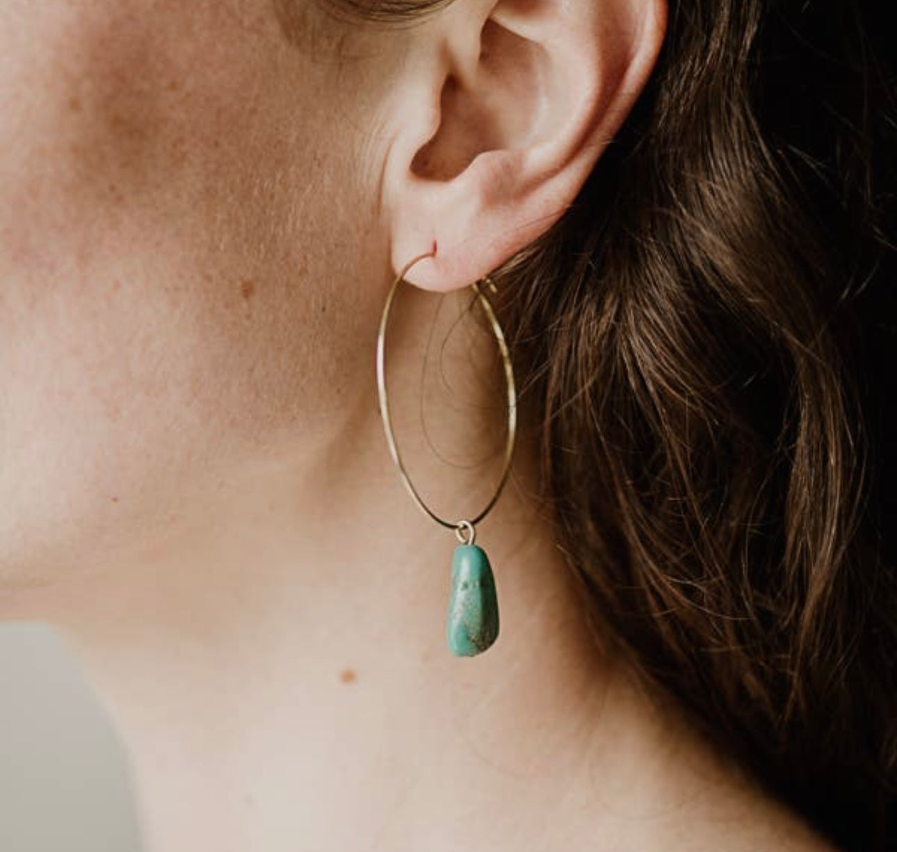 Turquoise Stone Hoops