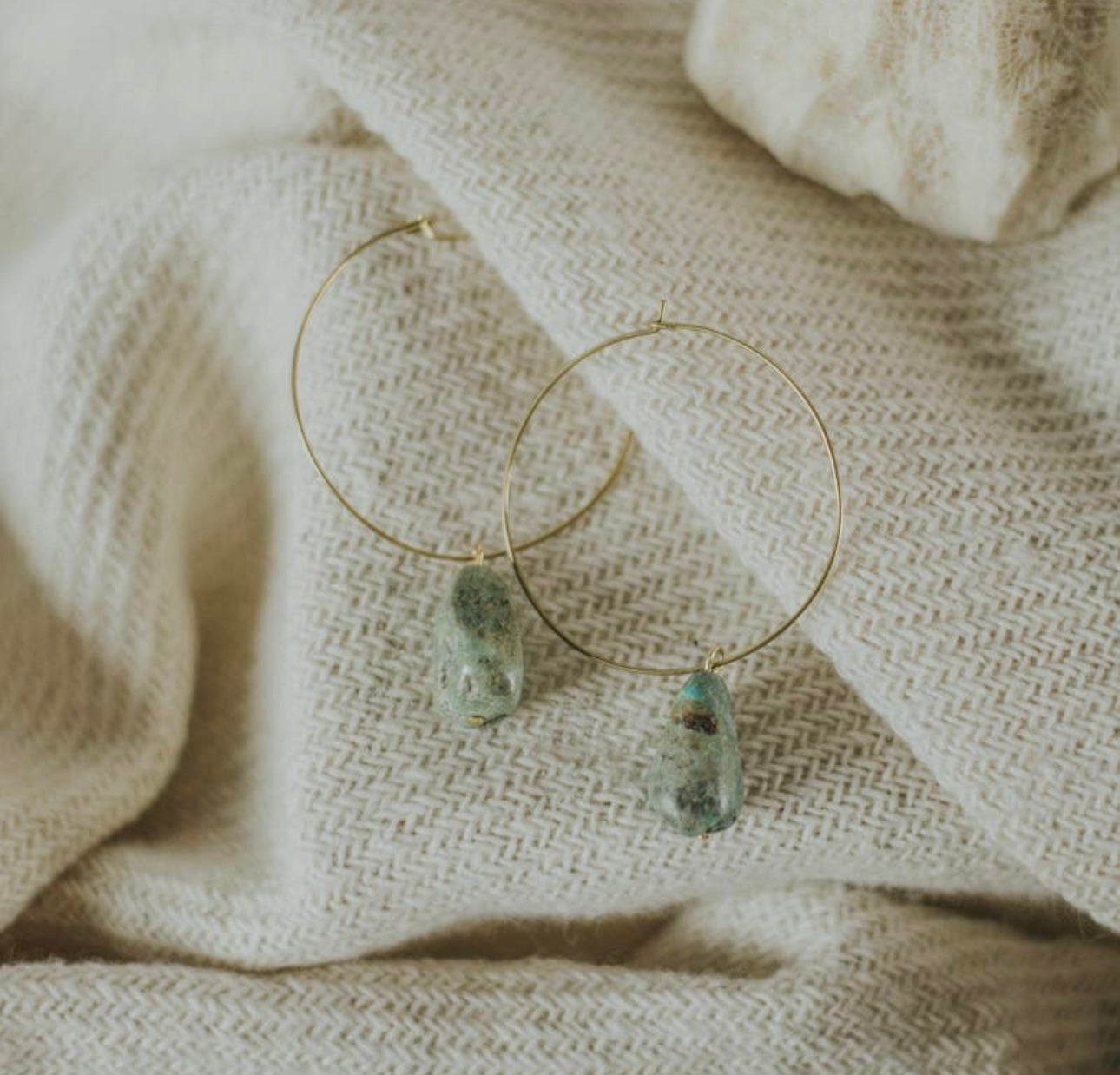 Turquoise Stone Hoops