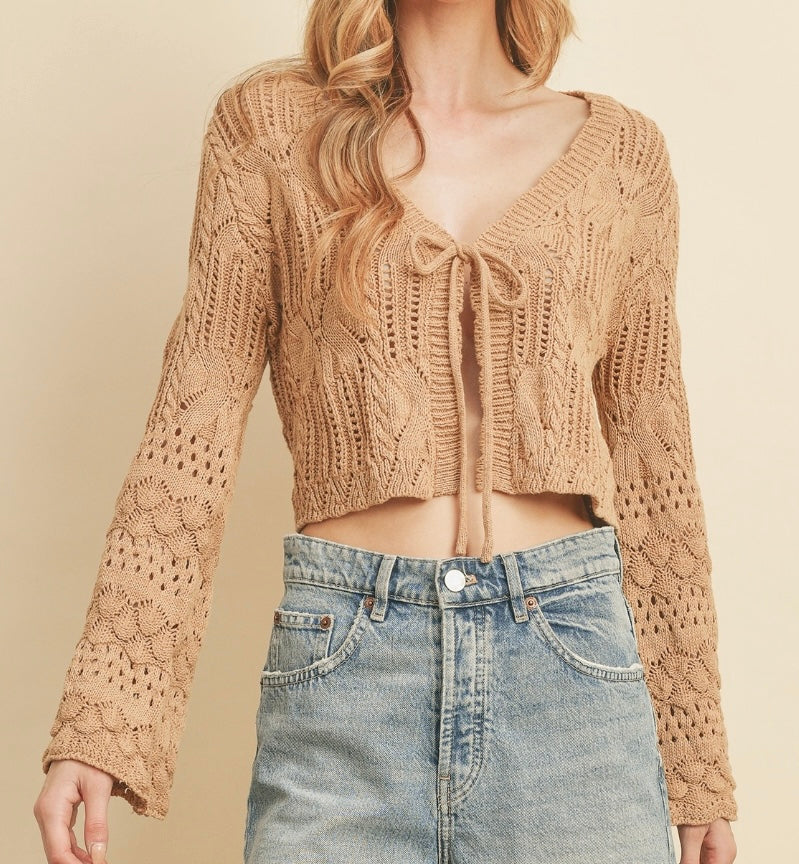 Cropped crochet clearance cardigan